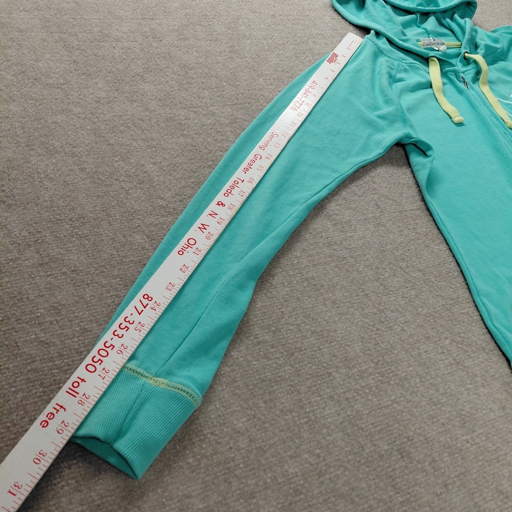 LIVNFRESH Auqa Green Heart Michigan Full Zip Lightweight Hoodie Sweatshirt Sz M - Picture 5 of 8